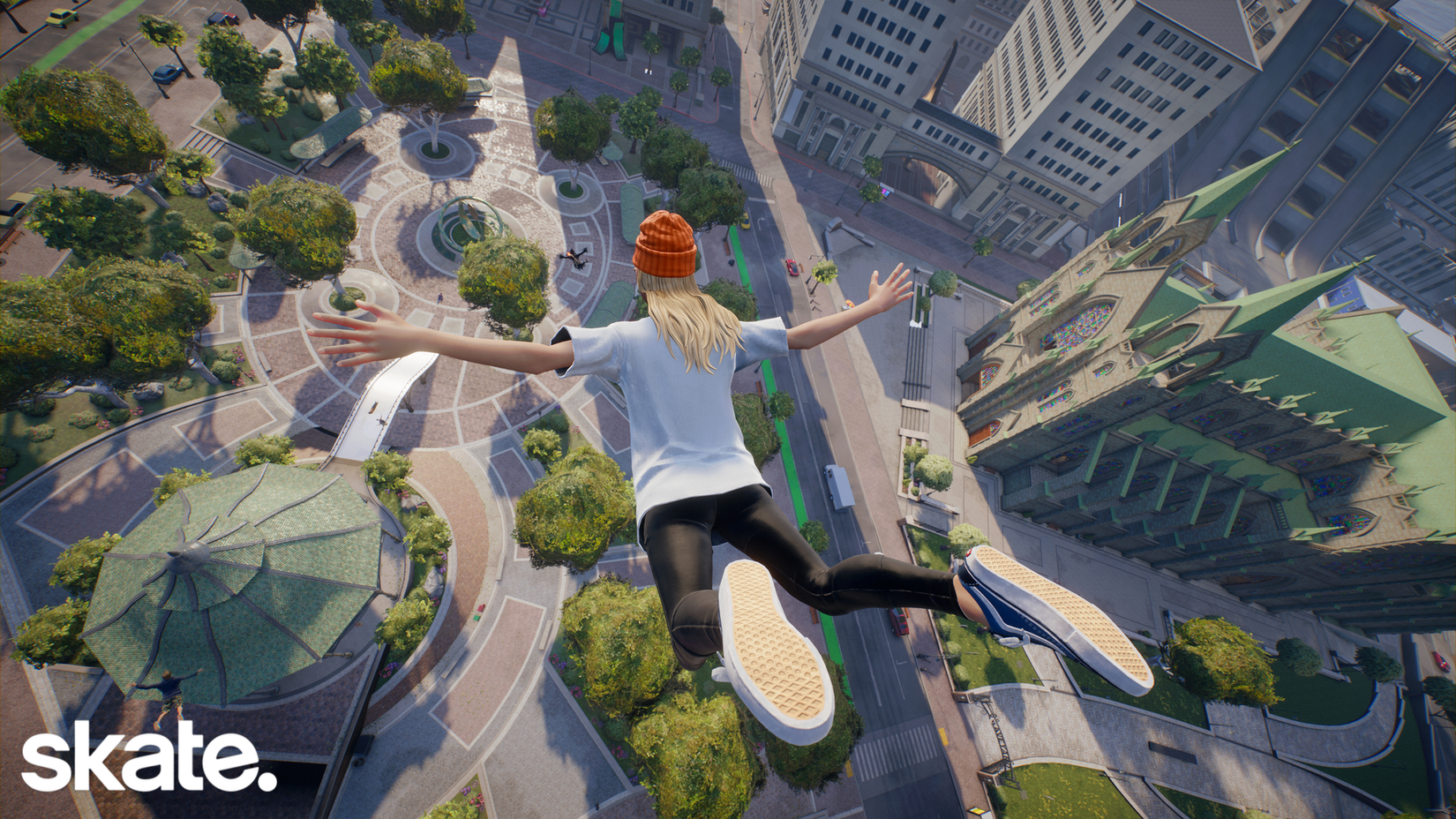 A skater skydives in Skate.